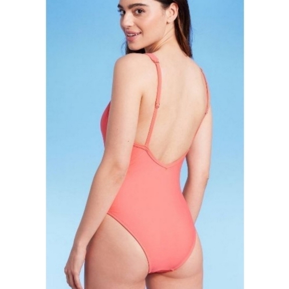NWT Kona Sol Womens Peach Ruched One Piece Swimming Suit Size 18W - Picture 2 of 9